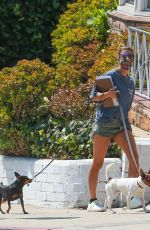 ELISABETTA CANALIS in Denim Shorts Out with Her Dogs in Beverly Hills 09/02/2020
