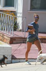 ELISABETTA CANALIS in Denim Shorts Out with Her Dogs in Beverly Hills 09/02/2020