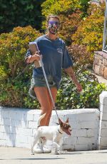 ELISABETTA CANALIS in Denim Shorts Out with Her Dogs in Beverly Hills 09/02/2020