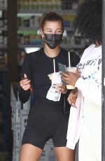 HAILEY BIEBER and JUSTINE SKYE Out fot Juice after a Workout in Los Angeles 09/21/2020