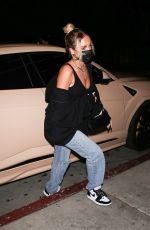 HAILEY BIEBER in Tight Denim Night Out in Los Angeles 09/21/2020