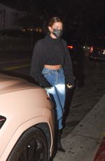 HAILEY BIEBER in Tight Denim Night Out in Los Angeles 09/21/2020