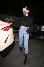 HAILEY BIEBER in Tight Denim Night Out in Los Angeles 09/21/2020