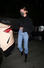 HAILEY BIEBER in Tight Denim Night Out in Los Angeles 09/21/2020
