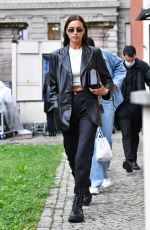 IRINA SHAYK Leaves Hugo Boss Fashion Show in Milan 09/23/2020