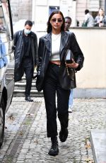 IRINA SHAYK Leaves Hugo Boss Fashion Show in Milan 09/23/2020