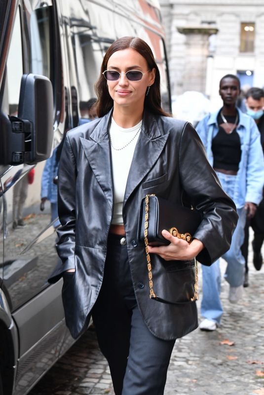 IRINA SHAYK Leaves Hugo Boss Fashion Show in Milan 09/23/2020