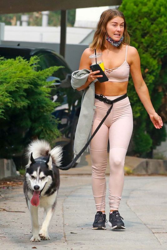 JULIANNE HOUGH in Tights Out with Her Dog in Los Angeles 09/11/2020