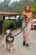 JULIANNE HOUGH in Tights Out with Her Dog in Los Angeles 09/11/2020