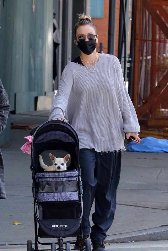 KALEY CUOCO Out with Her Dog at Manhattan