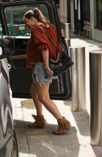 KELLY BROOK in Denim Cut-off Leaves Global Studios in London 09/12/2020