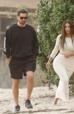 KIM and KHLOE KARDASHIAN and Scott Disick on the Set of KUWTK on the Beach in Malibu 09/11/2020