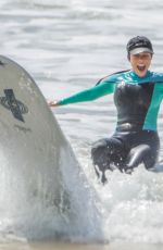 KOURTNEY KARDASHIAN in Wetsuit at Surf Lesson in Malibu 09/27/2020