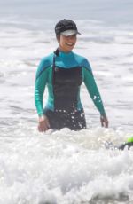 KOURTNEY KARDASHIAN in Wetsuit at Surf Lesson in Malibu 09/27/2020