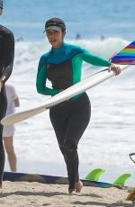 KOURTNEY KARDASHIAN in Wetsuit at Surf Lesson in Malibu 09/27/2020