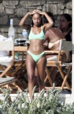 LEIGH-ANNE PINNOCK in Bikini on Holidays in Mykonos 08/31/2020