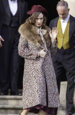 LILY JAMES on the Set of The Persuit of Love in Bath 09/15/2020