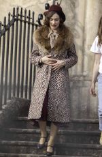LILY JAMES on the Set of The Persuit of Love in Bath 09/15/2020
