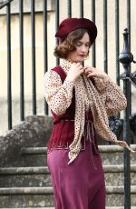 LILY JAMES on the Set of The Persuit of Love in Bath 09/15/2020