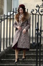 LILY JAMES on the Set of The Persuit of Love in Bath 09/15/2020
