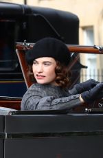 LILY JAMES on the Set of The Persuit of Love in Bath 09/18/2020