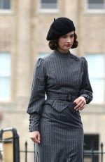 LILY JAMES on the Set of The Persuit of Love in Bath 09/18/2020