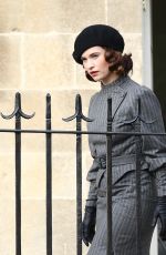 LILY JAMES on the Set of The Persuit of Love in Bath 09/18/2020