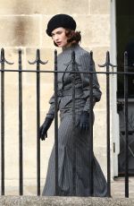 LILY JAMES on the Set of The Persuit of Love in Bath 09/18/2020