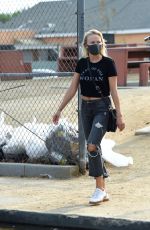 MALIN AKERMAN in Ripped Denim and Year of the Woman T-shirt Out in Los Angeles 09/09/2020