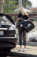 MALIN AKERMAN in Ripped Denim and Year of the Woman T-shirt Out in Los Angeles 09/09/2020