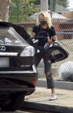 MALIN AKERMAN in Ripped Denim and Year of the Woman T-shirt Out in Los Angeles 09/09/2020