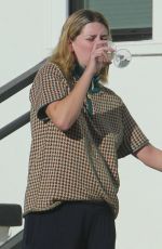 MISCHA BARTON Enjoying a Glass of wine With Outside Her Home in Los Angeles 09/23/2020