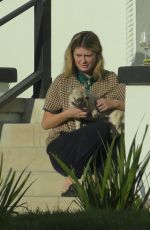 MISCHA BARTON Enjoying a Glass of wine With Outside Her Home in Los Angeles 09/23/2020