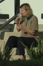 MISCHA BARTON Enjoying a Glass of wine With Outside Her Home in Los Angeles 09/23/2020