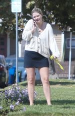 MISCHA BARTON with Her Dog Outside Her Home in Los Angeles 09/25/2020
