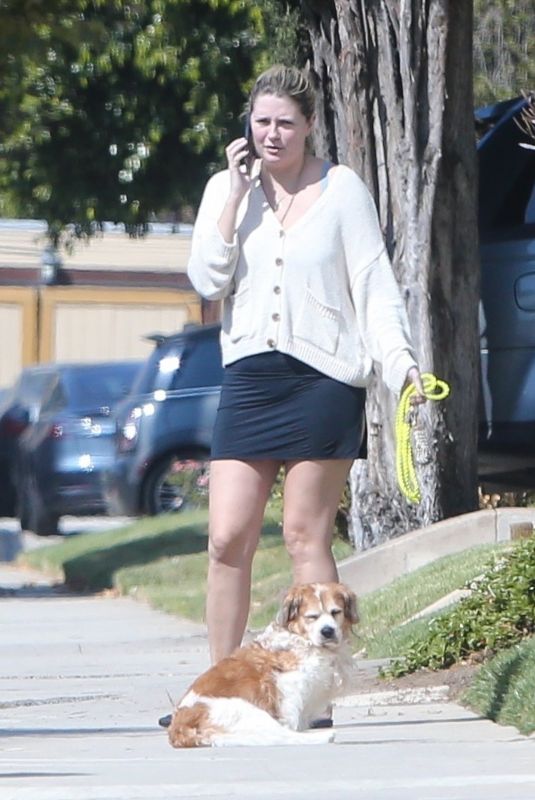 MISCHA BARTON with Her Dog Outside Her Home in Los Angeles 09/25/2020