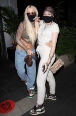 NOAH CYRUS and TANA MONGEAU Out for Dinner at Boa in West Hollywood 09/27/2020