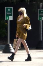 Pregnant EMMA ROBERTS at Starbucks in Los Feliz 09/19/2020