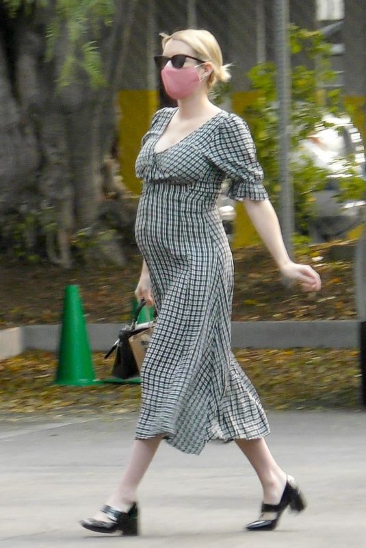 Pregnant EMMA ROBERTS Out for Coffee in Los Feliz 09/15/2020