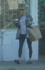 Pregnant EMMA ROBERTS Out for Coffee in Los Feliz 09/29/2020