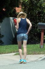 ROBIN WRIGHT in Denim Shorts Out and About in Los Angeles 08/31/2020