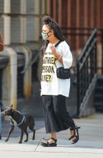 TESSA THOMPSON Out with Her Dog in New York 09/16/2020