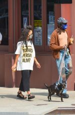 TESSA THOMPSON Out with Her Dog in New York 09/16/2020
