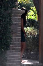 VANESSA HUDGENS at Her Front Door Accept a Home Delivery in Los Feliz 09/02/2020