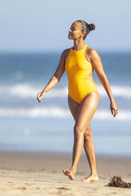 ZOE SALDANA in Swimsuit at a Beach in Malibu 09/06/2020
