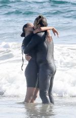 ZOE SALDANA in Wetsuit at Surf Session in Malibu 09/20/2020