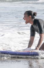 ZOE SALDANA in Wetsuit at Surf Session in Malibu 09/20/2020