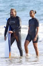 ZOE SALDANA in Wetsuit at Surf Session in Malibu 09/20/2020
