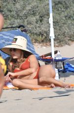 ALESSANDRA AMBROSIO in a Red Bikini at a Beach in Santa Monica 10/17/2020
