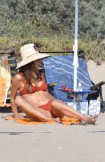 ALESSANDRA AMBROSIO in a Red Bikini at a Beach in Santa Monica 10/17/2020